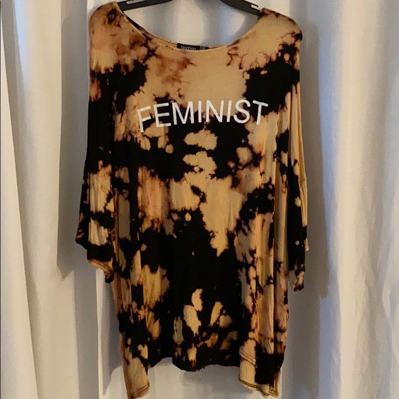 Boohoo Plus Tops - Feminist Vintage Inspired Bleach Dyed Shirt